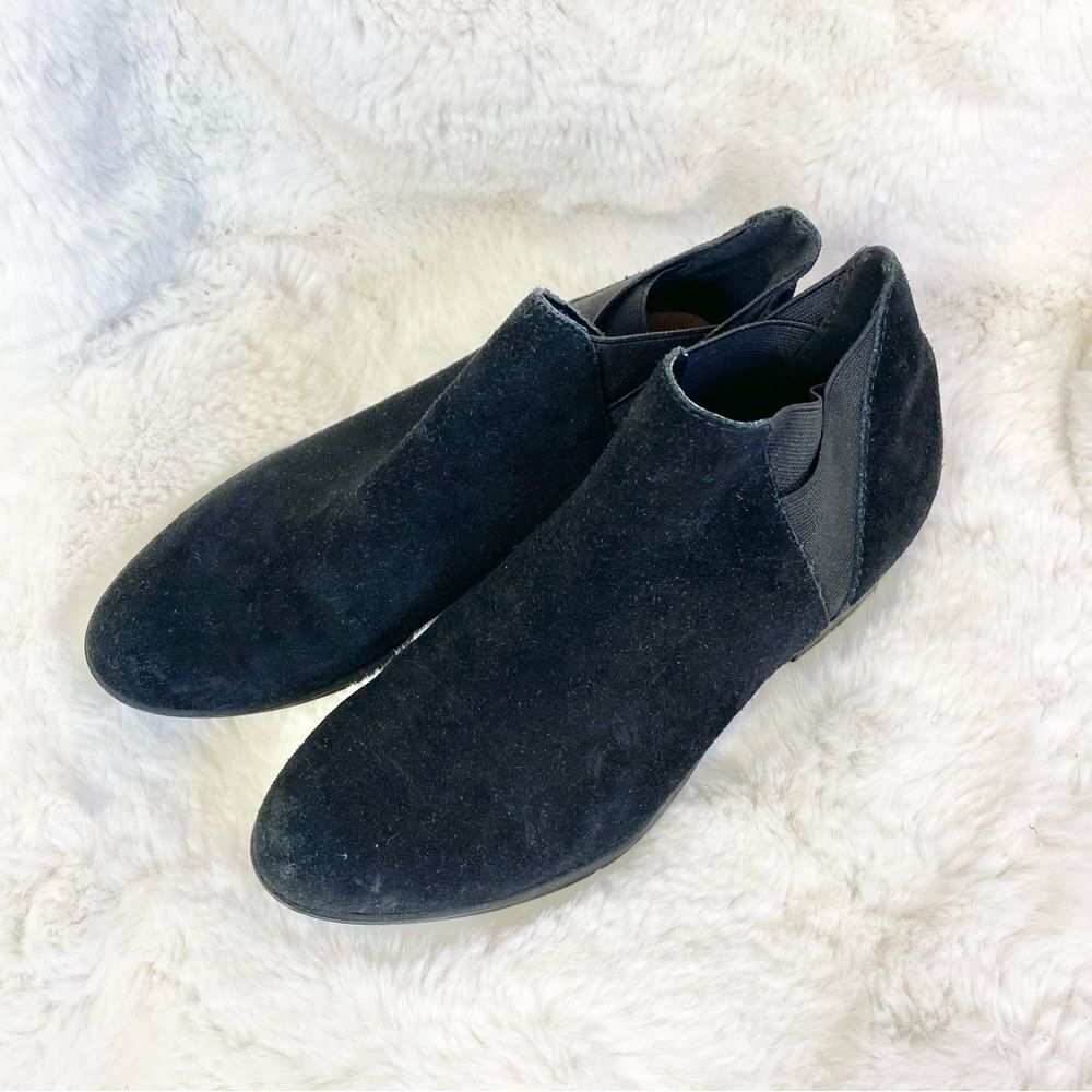 Lucky Brand Baqira black suede leather chelsea booties 7